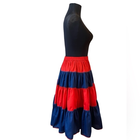 Vintage Red/Blue Striped Dancing Circle Skirt - Picture 8 of 14